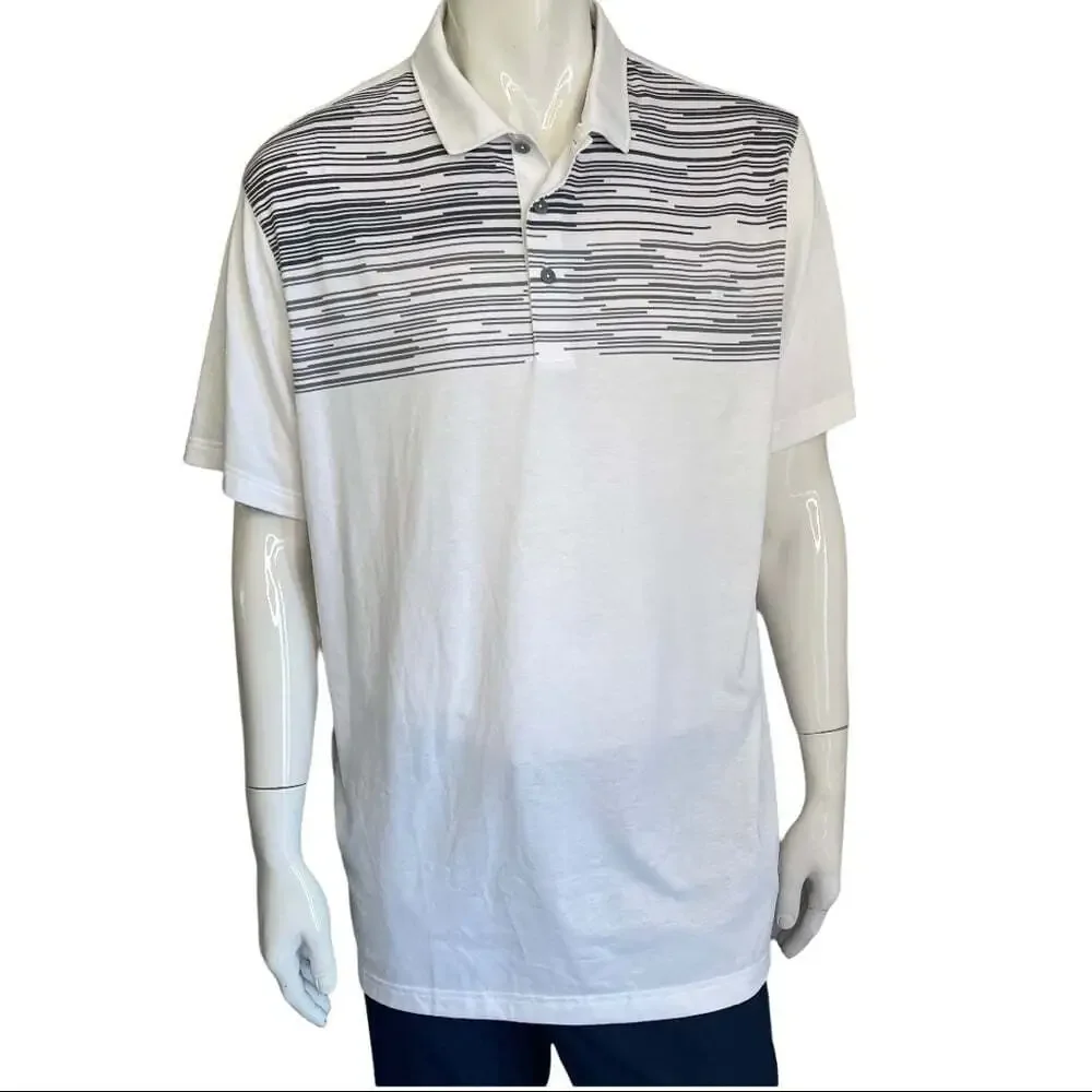 PUMA Men XL White Black Business Casual Preppy Golf Short Sleeve Polo Sh…